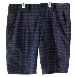 Under Armour Plaid Golf Performance Flat Front Shorts 38